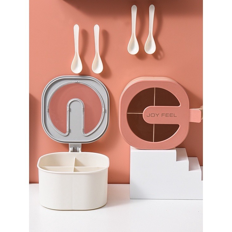 ⚡台灣現貨⚡北歐撞色四格調味盒 調味盒 四格調味盒 日式調味罐 創意廚房分格調味盒 廚房 收納盒 收納罐-細節圖4