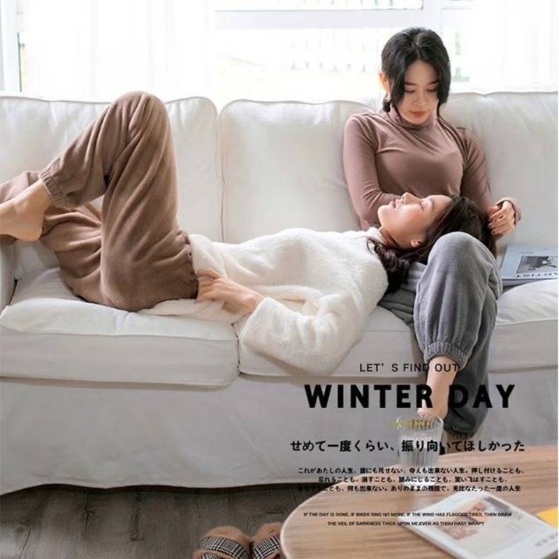 ⚡台灣現貨⚡暖暖褲 珊瑚絨長褲 褲子 縮口褲 家居外穿 保暖褲 百搭長褲睡褲 仙女暖暖褲 睡褲 運動褲 休閒褲-細節圖3