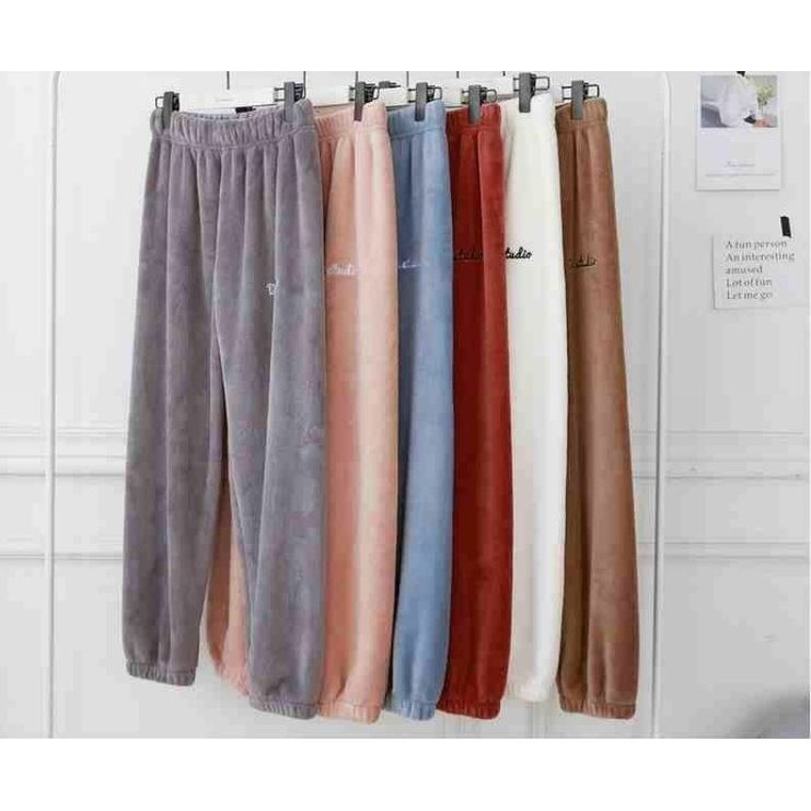 ⚡台灣現貨⚡暖暖褲 珊瑚絨長褲 褲子 縮口褲 家居外穿 保暖褲 百搭長褲睡褲 仙女暖暖褲 睡褲 運動褲 休閒褲-細節圖7