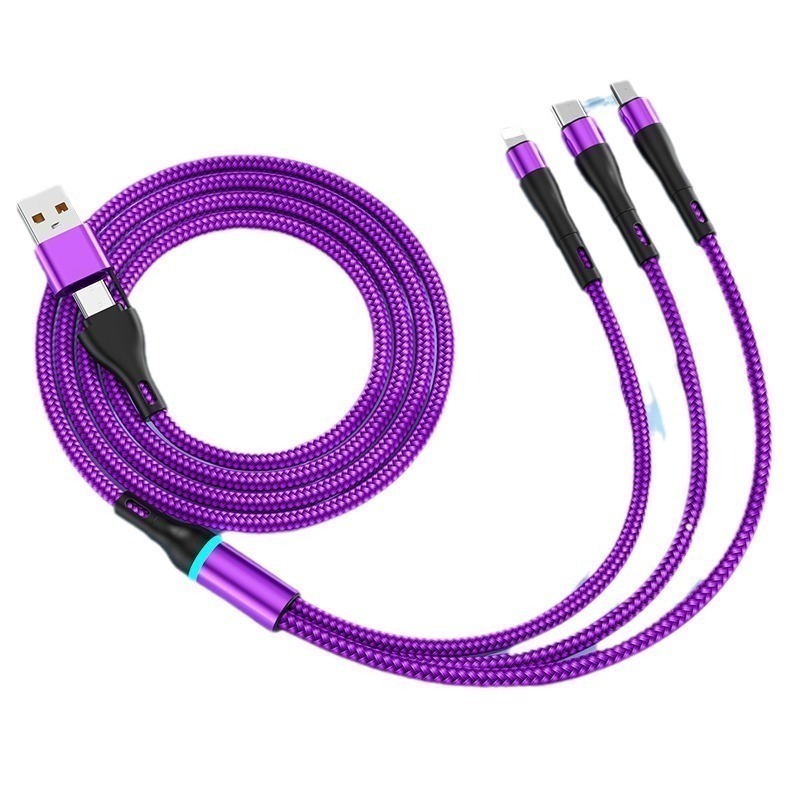 ⚡全新升級⚡二拖三快充線 五合一快充數據線 一拖三充電線 1.2m快充線 安卓 蘋果 type-c 快速充電 數據線-細節圖2