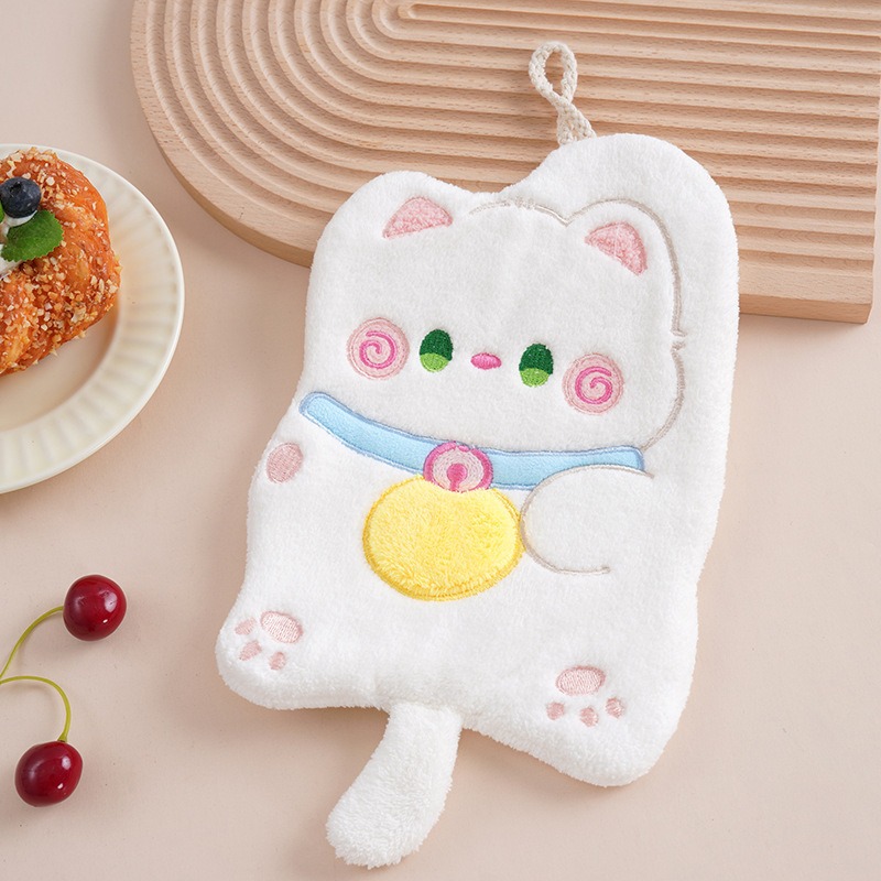 ⚡台灣現貨⚡抱抱貓擦手巾 貓咪擦手巾 可掛強吸水洗手巾 兒童檫手巾 廚房珊瑚絨毛巾-規格圖8