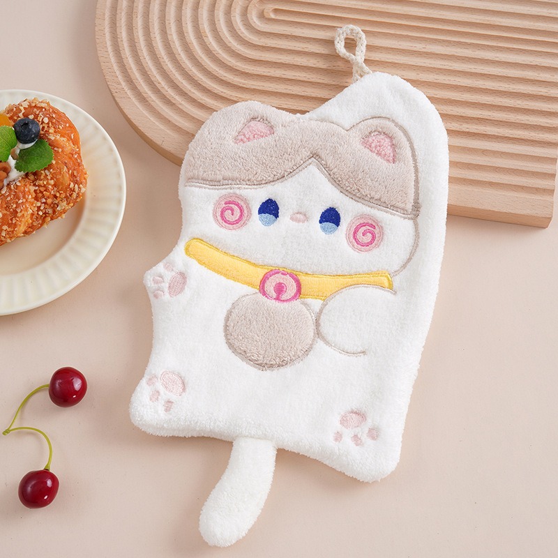 ⚡台灣現貨⚡抱抱貓擦手巾 貓咪擦手巾 可掛強吸水洗手巾 兒童檫手巾 廚房珊瑚絨毛巾-規格圖8