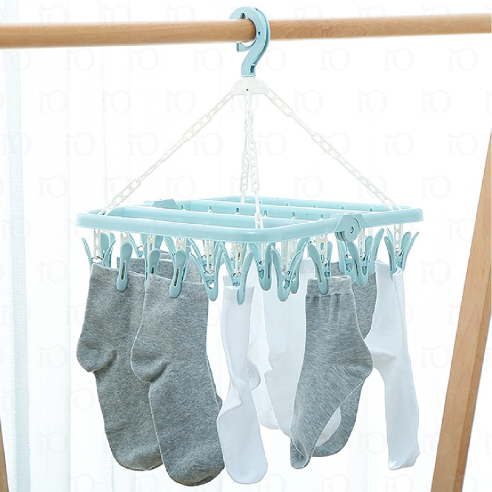 ⚡台灣現貨⚡32夾可折疊曬衣架 卡扣式曬衣夾 曬衣夾 晾衣夾 秒收曬衣夾 曬衣夾子 室內曬衣 曬衣神器 摺疊曬衣架-細節圖9