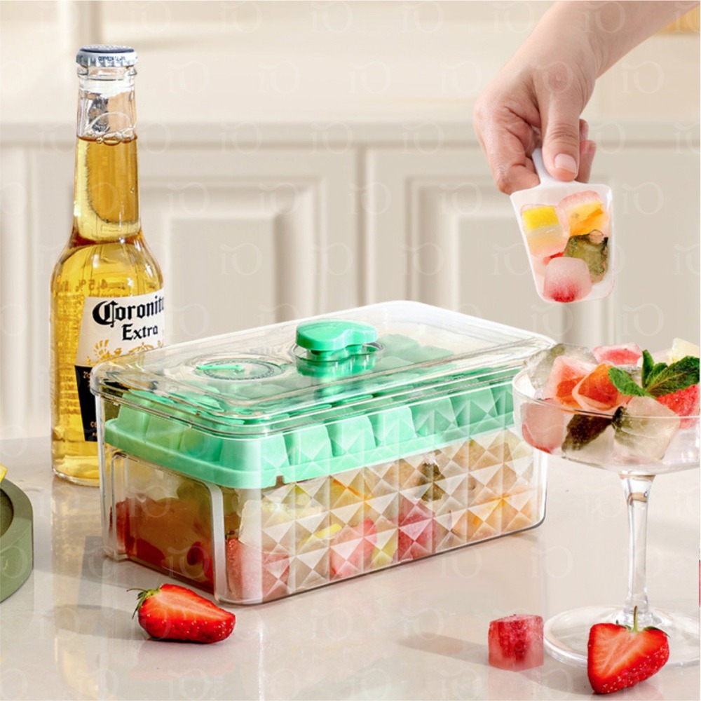 ⚡升級新款⚡一鍵脫冰製冰盒 秒脫冰製冰盒 按壓式冰塊盒 送冰鏟 儲冰盒 製冰盒 冰塊模具 冰塊盒 製冰 按壓式製冰盒-細節圖8