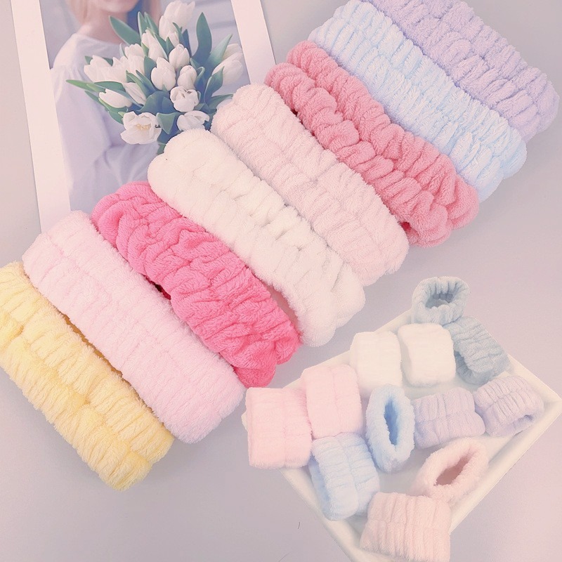 ⚡台灣現貨⚡一雙入 洗臉手腕帶 洗臉手腕套 超柔軟洗臉手腕帶 洗臉髮帶 束髮帶 珊瑚絨手腕帶 防濕身洗臉神器-細節圖5