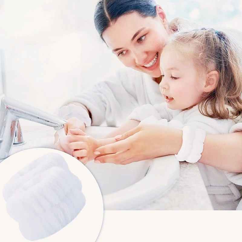 ⚡台灣現貨⚡一雙入 洗臉手腕帶 洗臉手腕套 超柔軟洗臉手腕帶 洗臉髮帶 束髮帶 珊瑚絨手腕帶 防濕身洗臉神器-細節圖6