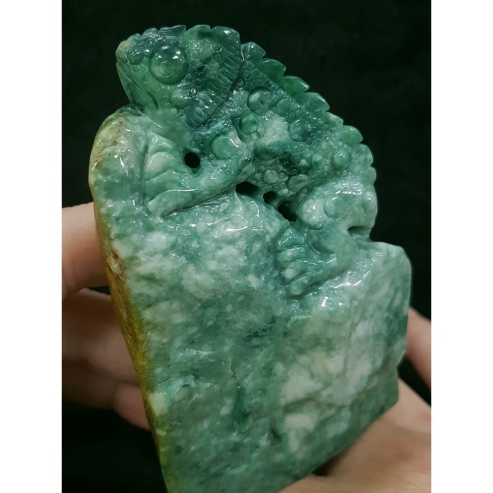 天然緬甸玉A貨翡翠巧雕 蜥蜴 今非昔比 蜥望無窮 吸金百億 變色龍 擺件-細節圖2