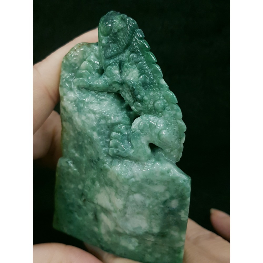 天然緬甸玉A貨翡翠巧雕 蜥蜴 今非昔比 蜥望無窮 吸金百億 變色龍 擺件-細節圖5