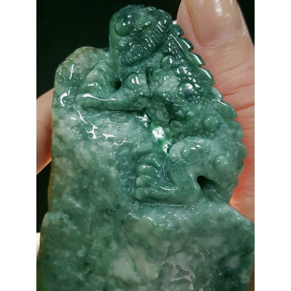 天然緬甸玉A貨翡翠巧雕 蜥蜴 今非昔比 蜥望無窮 吸金百億 變色龍 擺件-細節圖6
