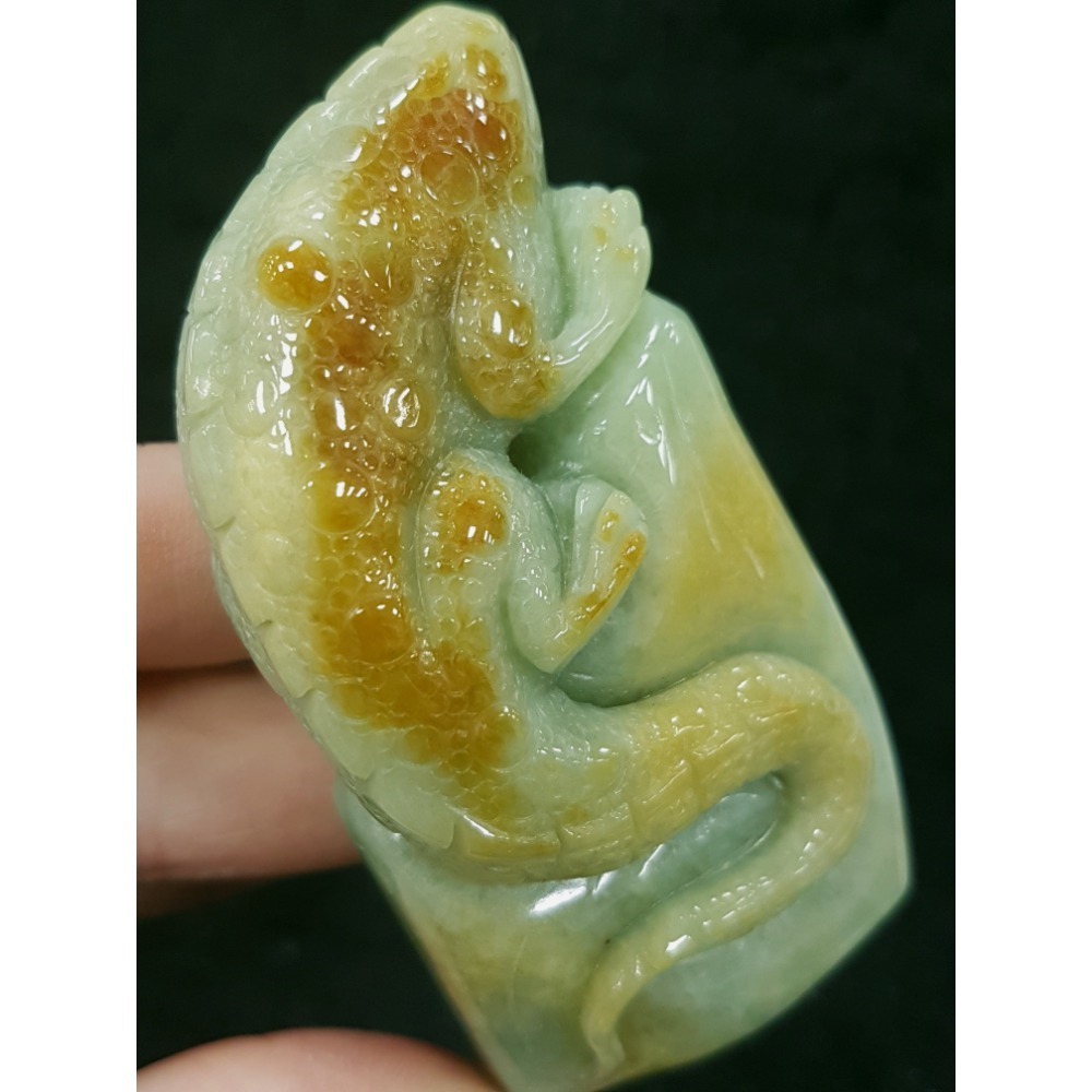 天然緬甸玉A貨翡翠巧雕 蜥蜴 今非昔比 蜥望無窮 吸金百億 變色龍 擺件-細節圖2