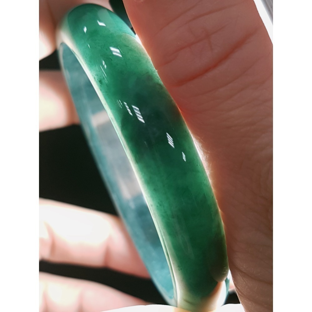 天然緬甸玉A貨翡翠瓜料平安鐲18.9圍 玉鐲 手鐲-細節圖2