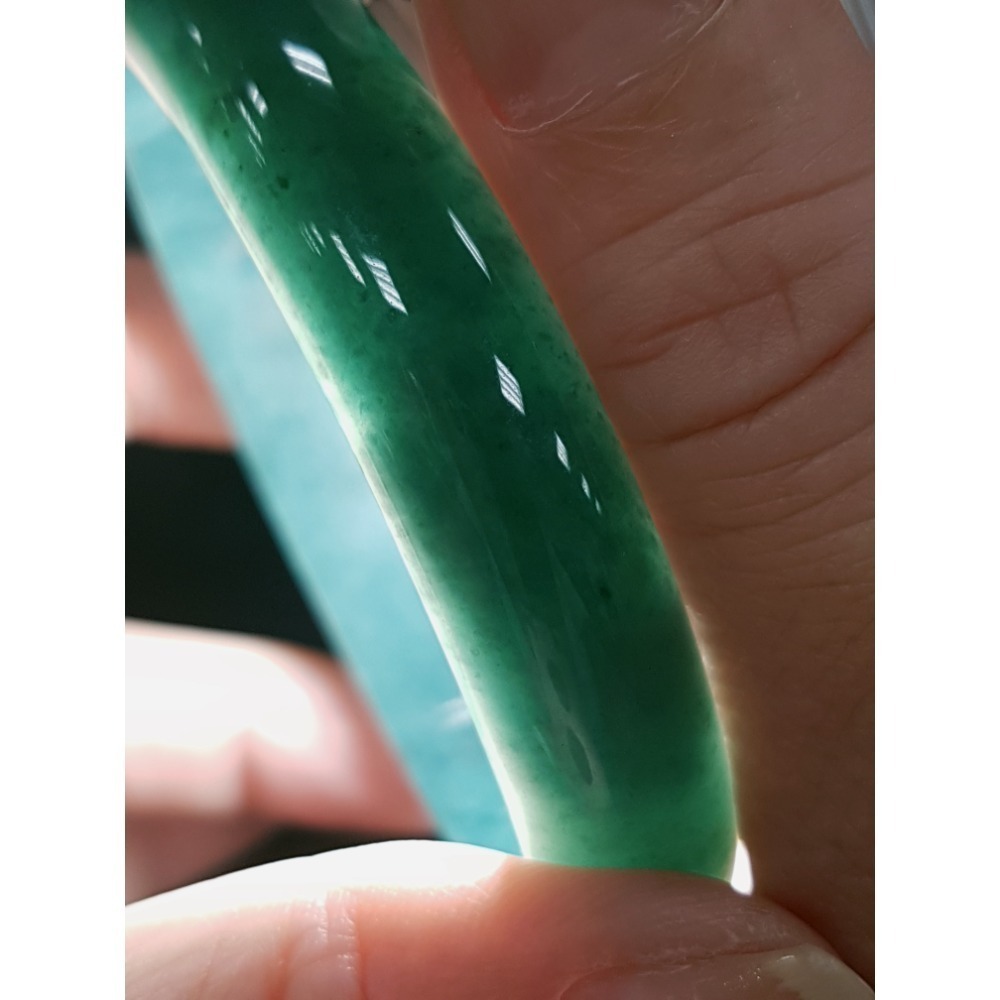 天然緬甸玉A貨翡翠瓜料平安鐲18.9圍  玉鐲 手鐲-細節圖2