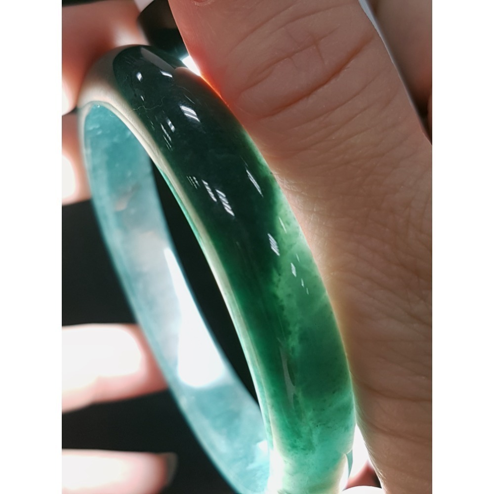 天然緬甸玉A貨翡翠瓜料平安鐲 18.9圍玉鐲 手鐲-細節圖3