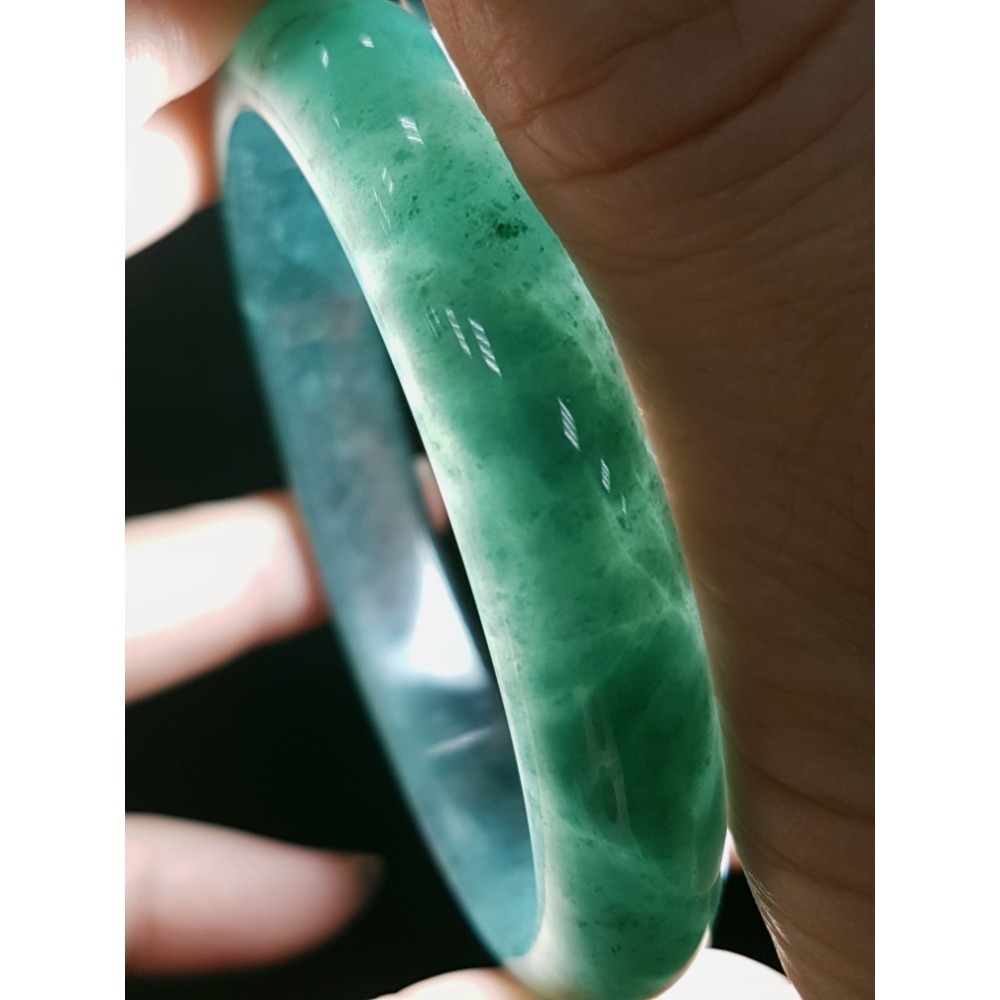 天然緬甸玉A貨翡翠瓜料平安鐲 18.9圍玉鐲 手鐲-細節圖4