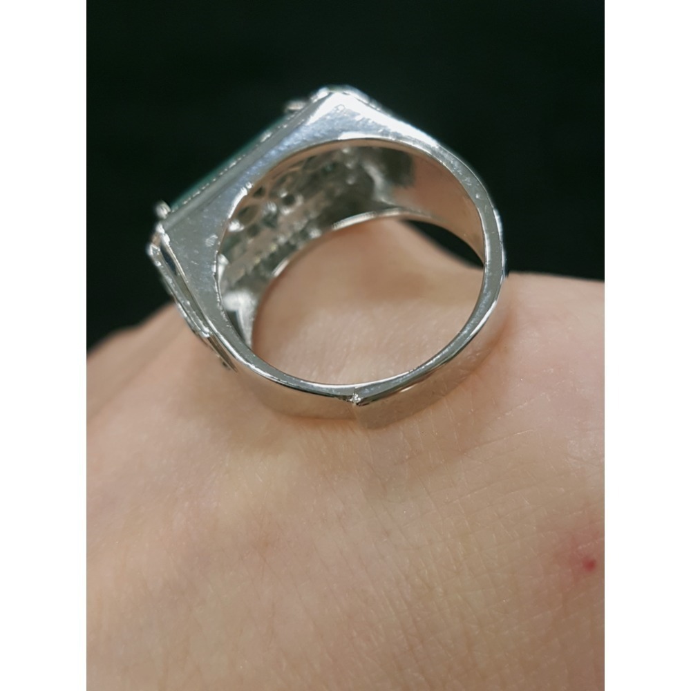 天然緬甸玉A貨翡翠瓜料方戒 馬鞍戒 戒指 戒子 玉戒-細節圖3