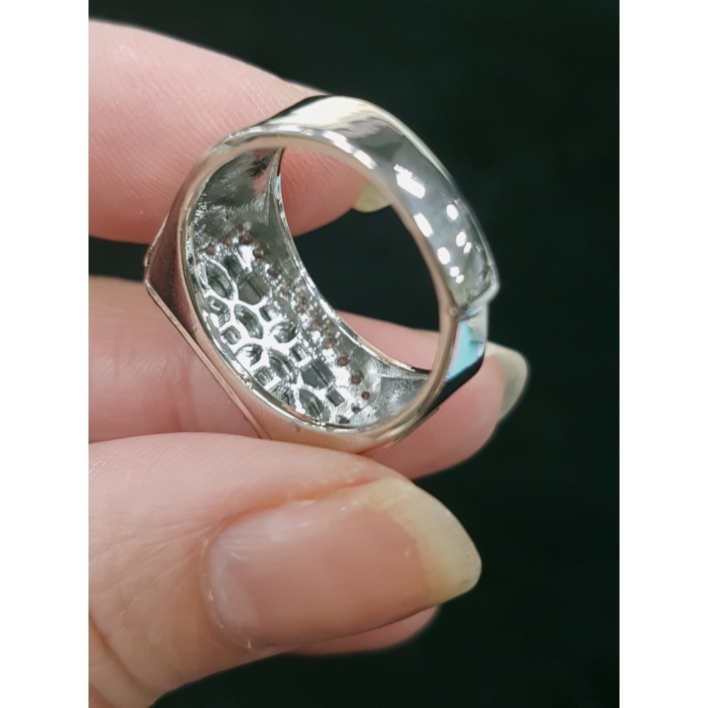 天然緬甸玉A貨翡翠瓜料方戒 馬鞍戒 戒指 戒子 玉戒-細節圖5