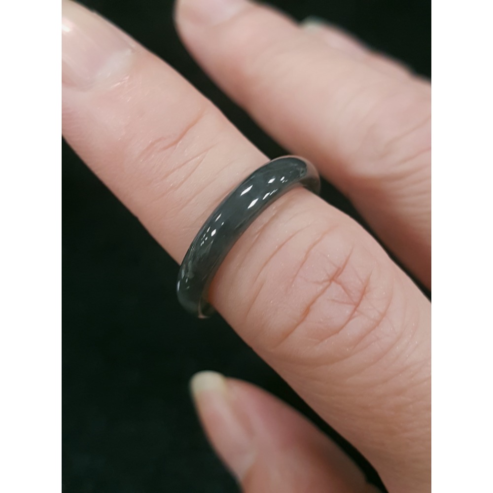 天然緬甸玉A貨翡翠烏雞玉戒 內徑17.8路路通 戒 戒子 戒指 指環手珠 掛墜-細節圖3