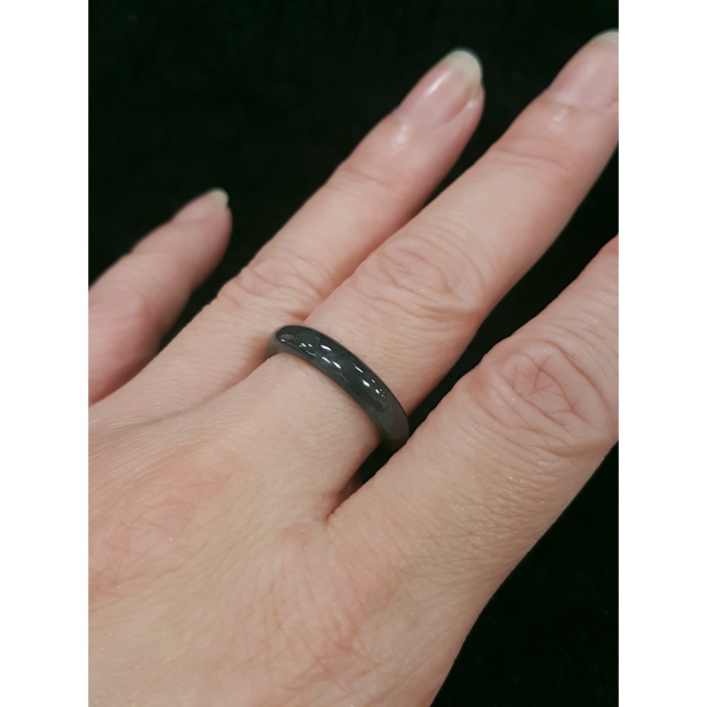 天然緬甸玉A貨翡翠烏雞玉戒 內徑17.8路路通 戒 戒子 戒指 指環手珠 掛墜-細節圖4