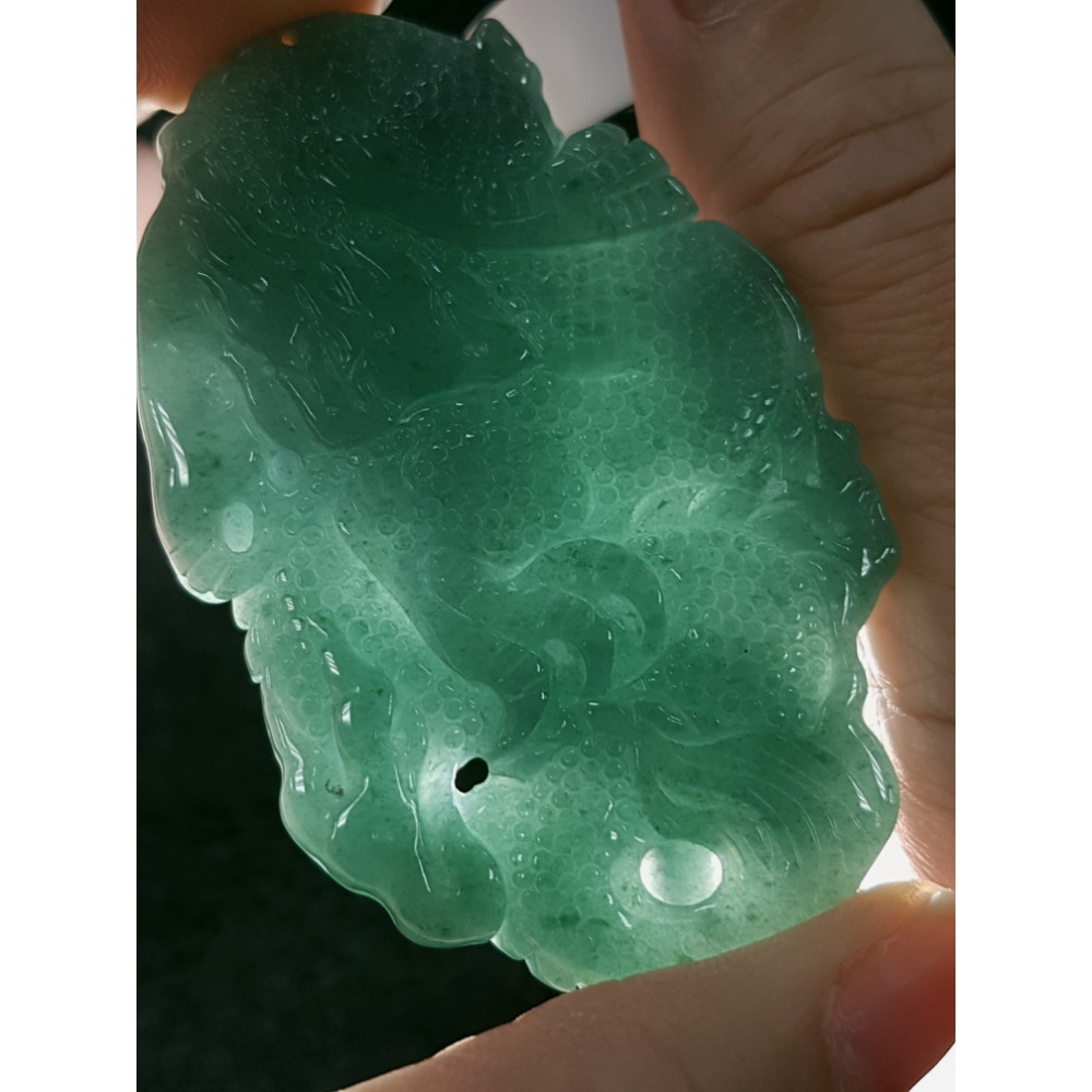 天然緬甸玉A貨翡翠 瓜料 龍牌  正面龍  龍如意  四爪龍 貔貅 掛件吊飾-細節圖4