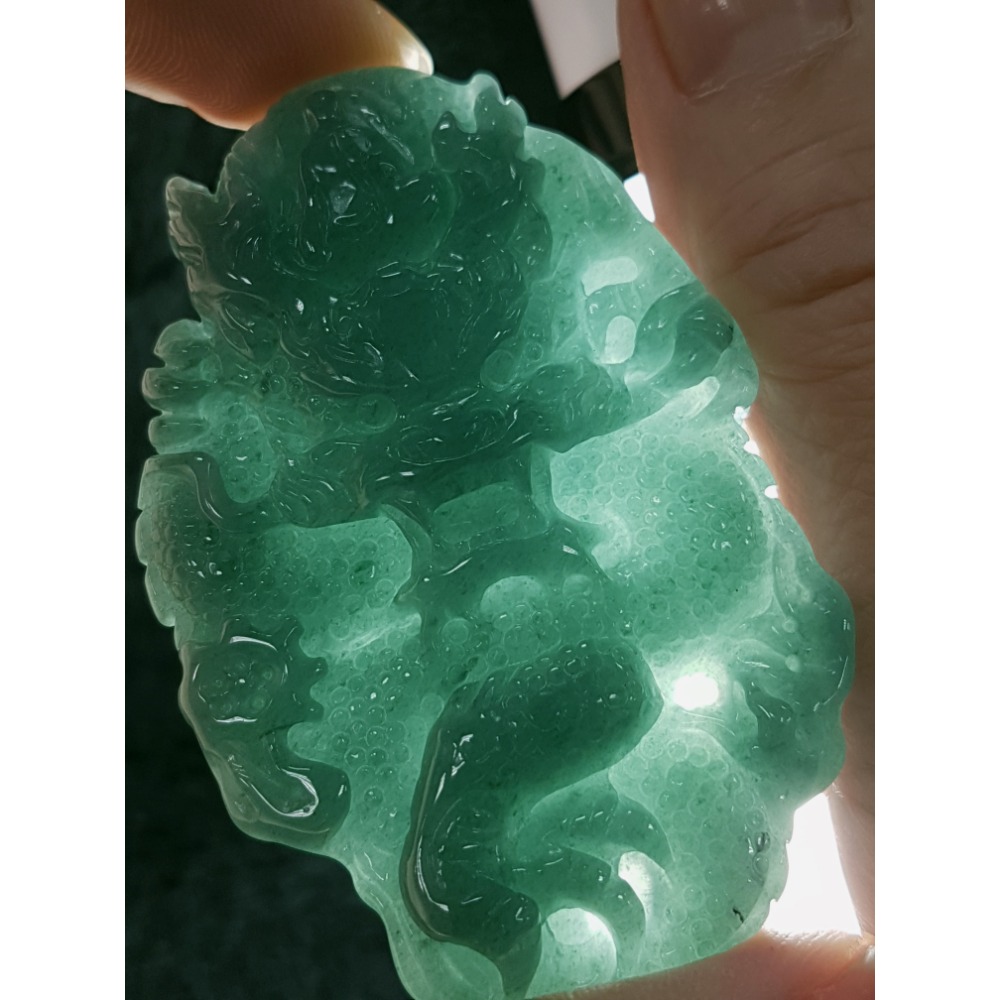 天然緬甸玉A貨翡翠 瓜料 龍牌  正面龍  龍如意  四爪龍 貔貅 掛件吊飾-細節圖5
