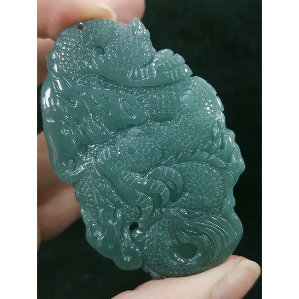 天然緬甸玉A貨翡翠 瓜料 龍牌  正面龍  龍如意  四爪龍 貔貅 掛件吊飾-細節圖7