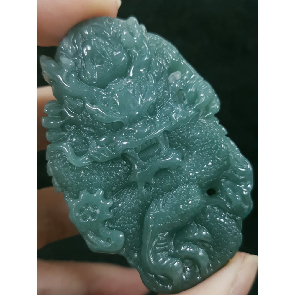 天然緬甸玉A貨翡翠 瓜料 龍牌  正面龍  龍如意  四爪龍 貔貅 掛件吊飾-細節圖8