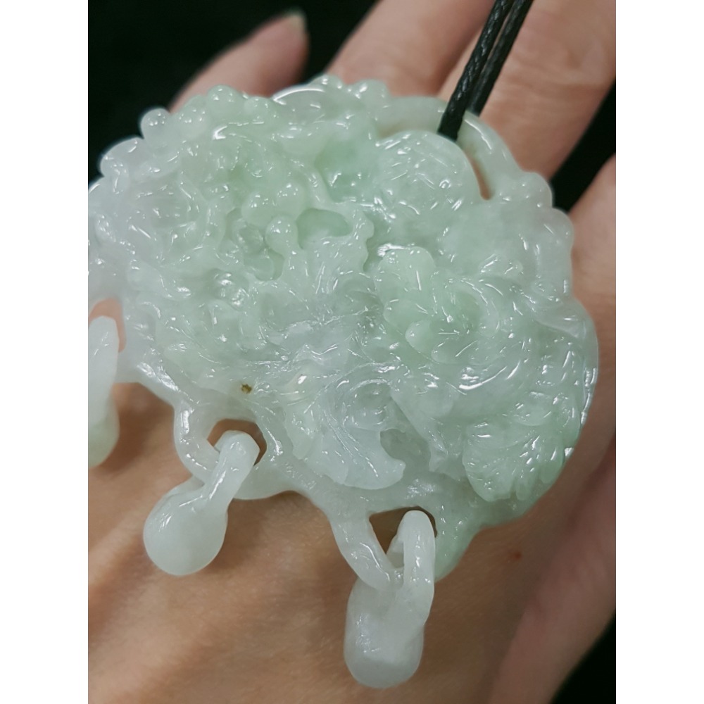 天然緬甸玉A貨翡翠 鳳穿牡丹 鳳凰  富貴花 牡丹花 鎖牌 掛墜吊飾吊墜-細節圖2