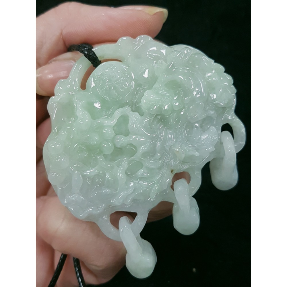 天然緬甸玉A貨翡翠 鳳穿牡丹 鳳凰  富貴花 牡丹花 鎖牌 掛墜吊飾吊墜-細節圖3