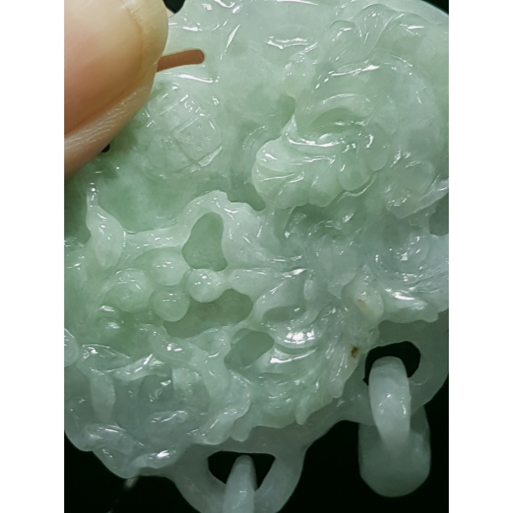 天然緬甸玉A貨翡翠 鳳穿牡丹 鳳凰  富貴花 牡丹花 鎖牌 掛墜吊飾吊墜-細節圖6