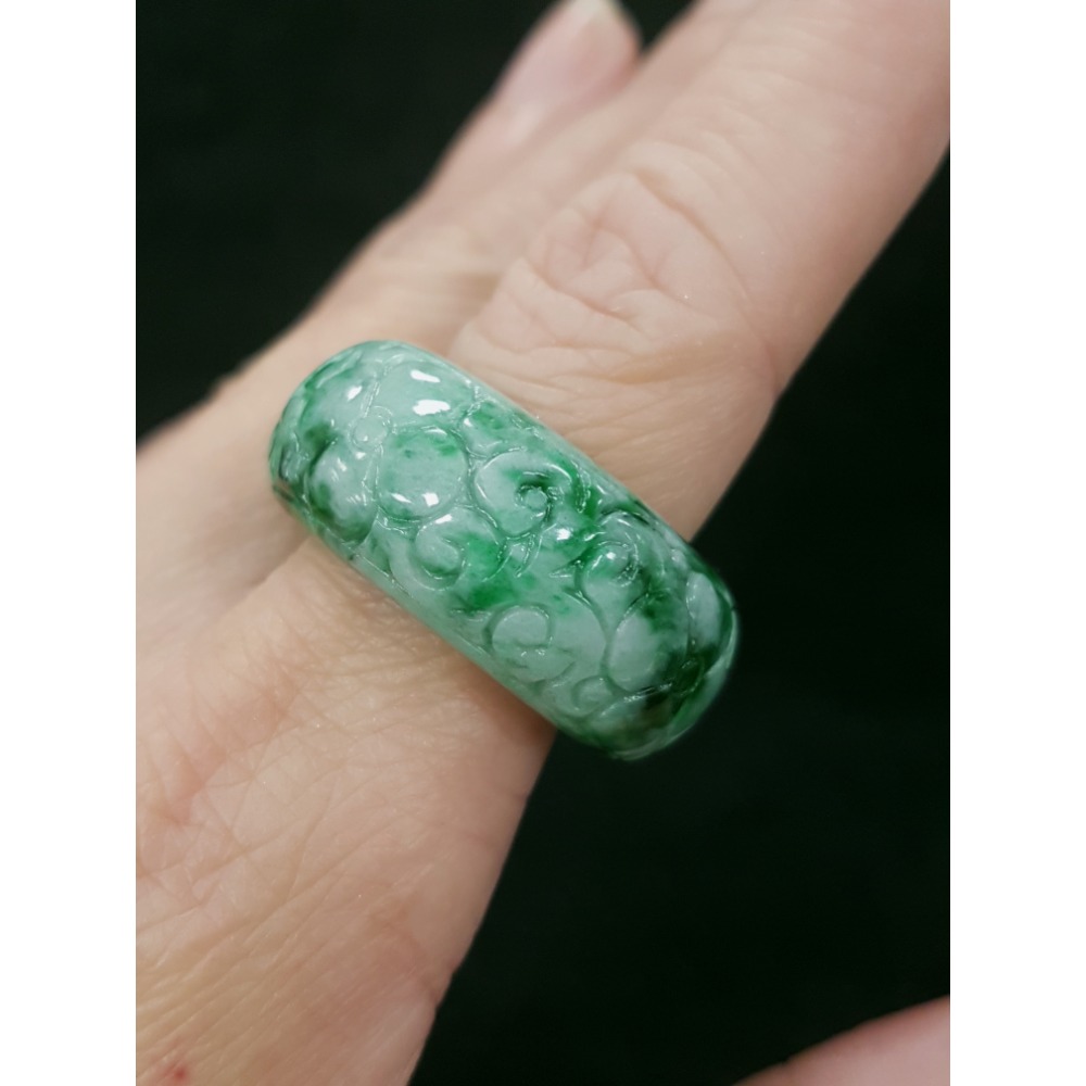 天然緬甸玉A貨翡翠玉戒 扳指 內徑18.9mm路路通 戒 戒子 戒指 指環手珠 掛墜-細節圖3