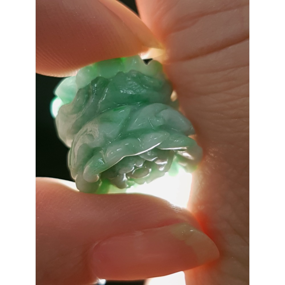 天然緬甸玉A貨翡翠玉戒 扳指 內徑18.9mm路路通 戒 戒子 戒指 指環手珠 掛墜-細節圖7