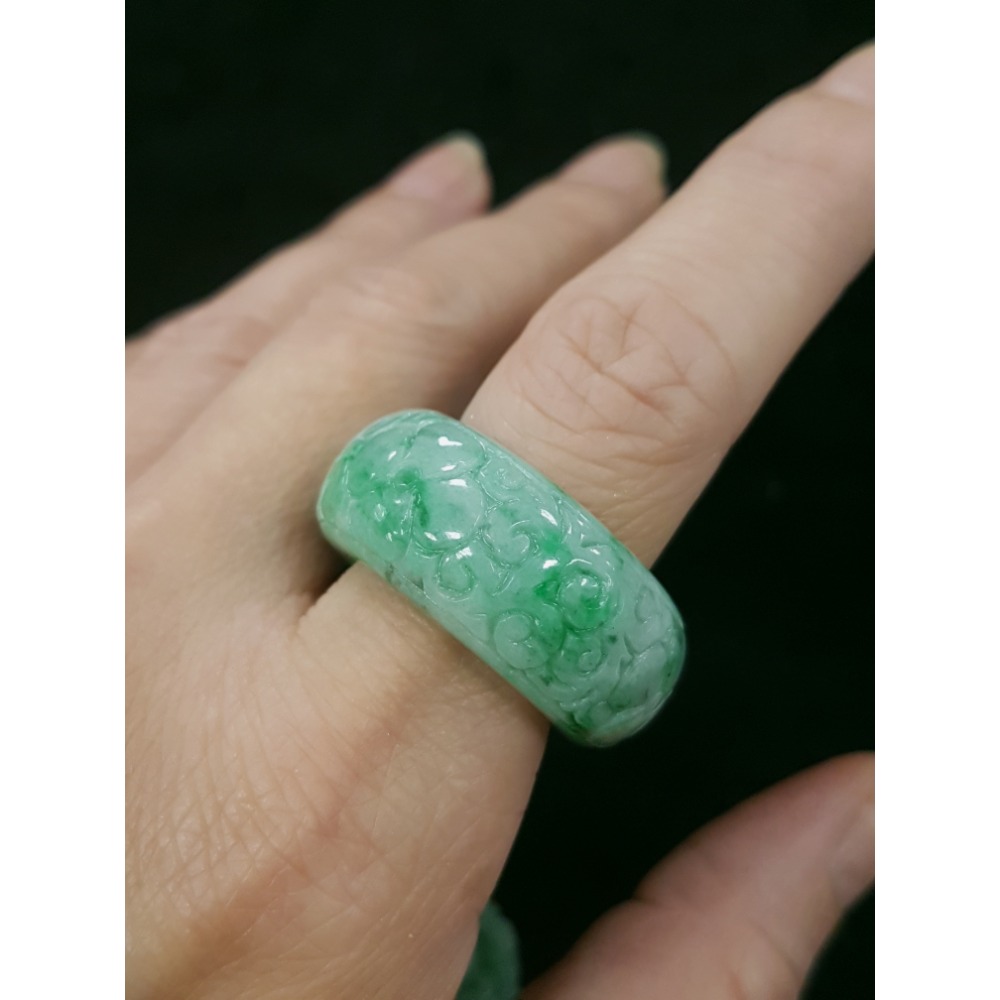 天然緬甸玉A貨翡翠玉戒 扳指 內徑18.9mm路路通 戒 戒子 戒指 指環手珠 掛墜-細節圖9