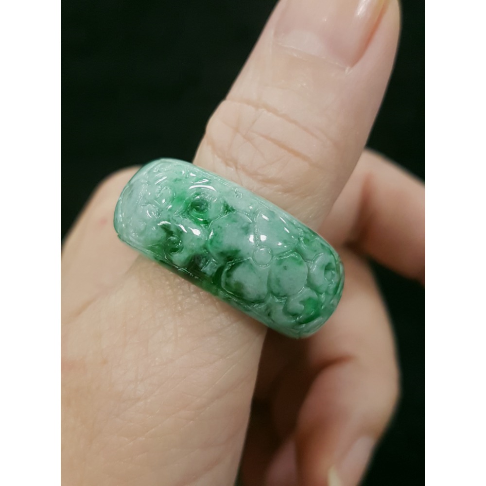 天然緬甸玉A貨翡翠玉戒 扳指 內徑18.9mm路路通 戒 戒子 戒指 指環手珠 掛墜-細節圖10
