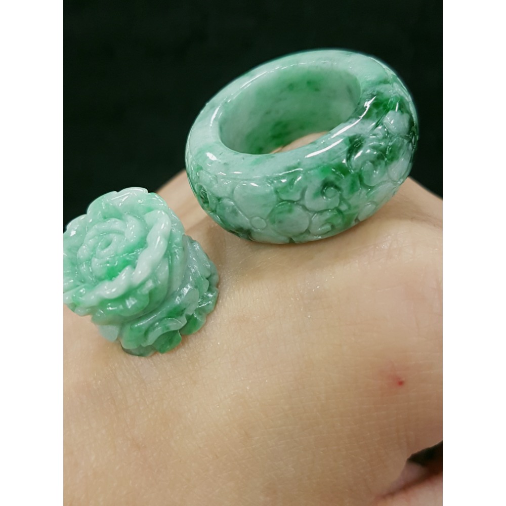 天然緬甸玉A貨翡翠玉戒 扳指 內徑18.9mm路路通 戒 戒子 戒指 指環手珠 掛墜-細節圖11