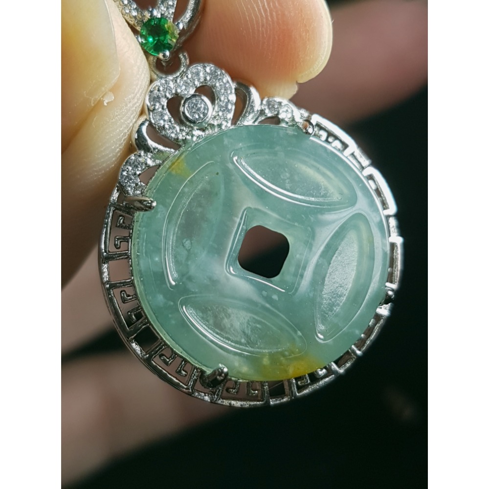 天然緬甸玉A貨翡翠 銅錢 甜甜圈 同心圓 平安扣 玉珮 掛墜-細節圖3