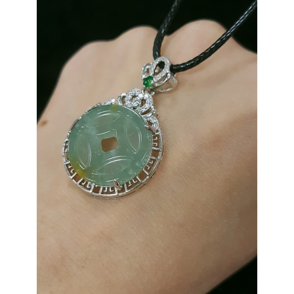 天然緬甸玉A貨翡翠 銅錢 甜甜圈 同心圓 平安扣 玉珮 掛墜-細節圖5