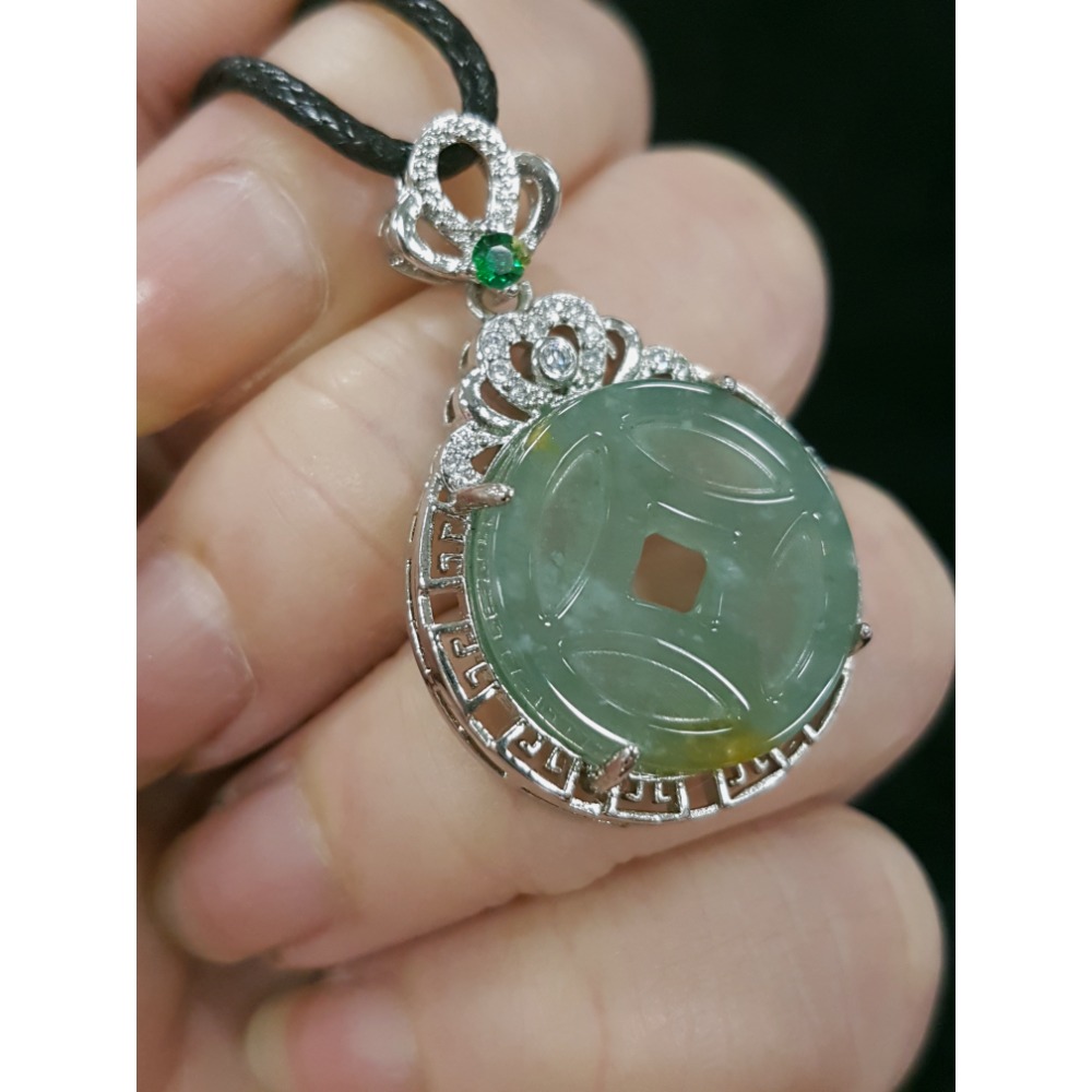 天然緬甸玉A貨翡翠 銅錢 甜甜圈 同心圓 平安扣 玉珮 掛墜-細節圖6
