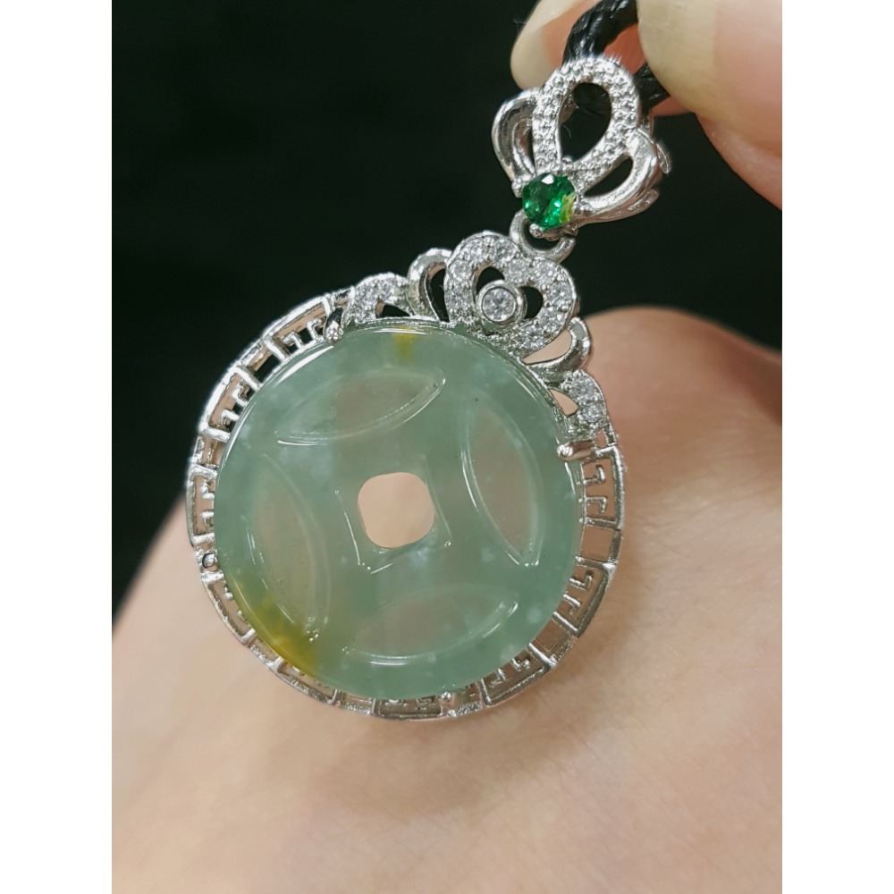 天然緬甸玉A貨翡翠 銅錢 甜甜圈 同心圓 平安扣 玉珮 掛墜-細節圖7