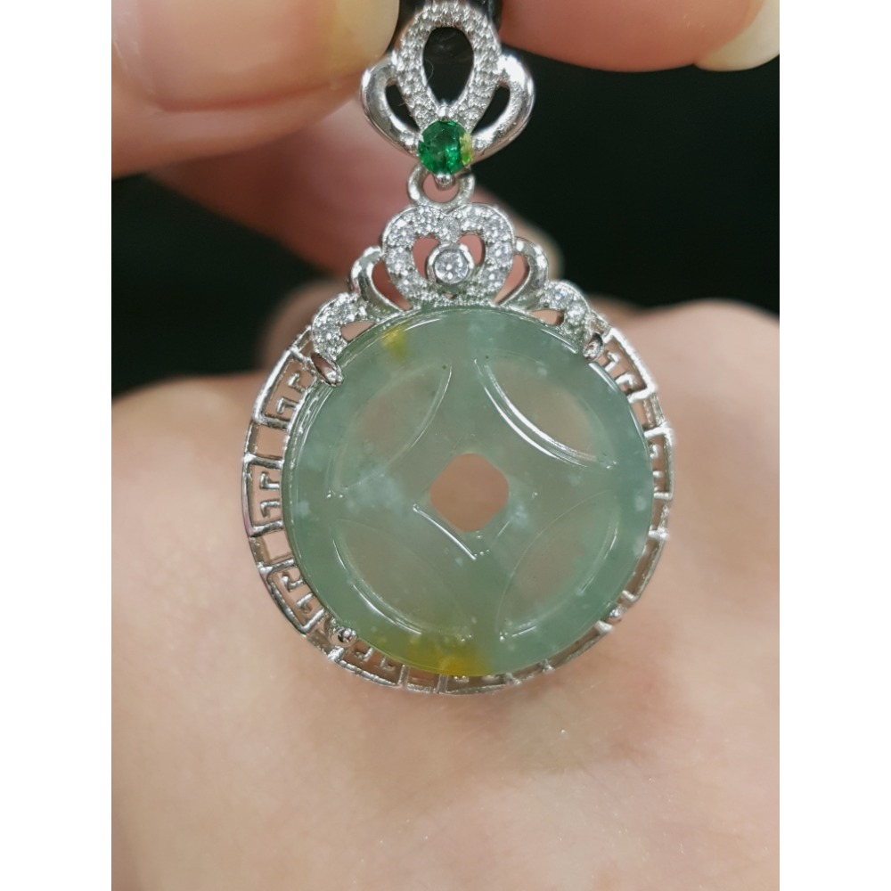 天然緬甸玉A貨翡翠 銅錢 甜甜圈 同心圓 平安扣 玉珮 掛墜-細節圖8