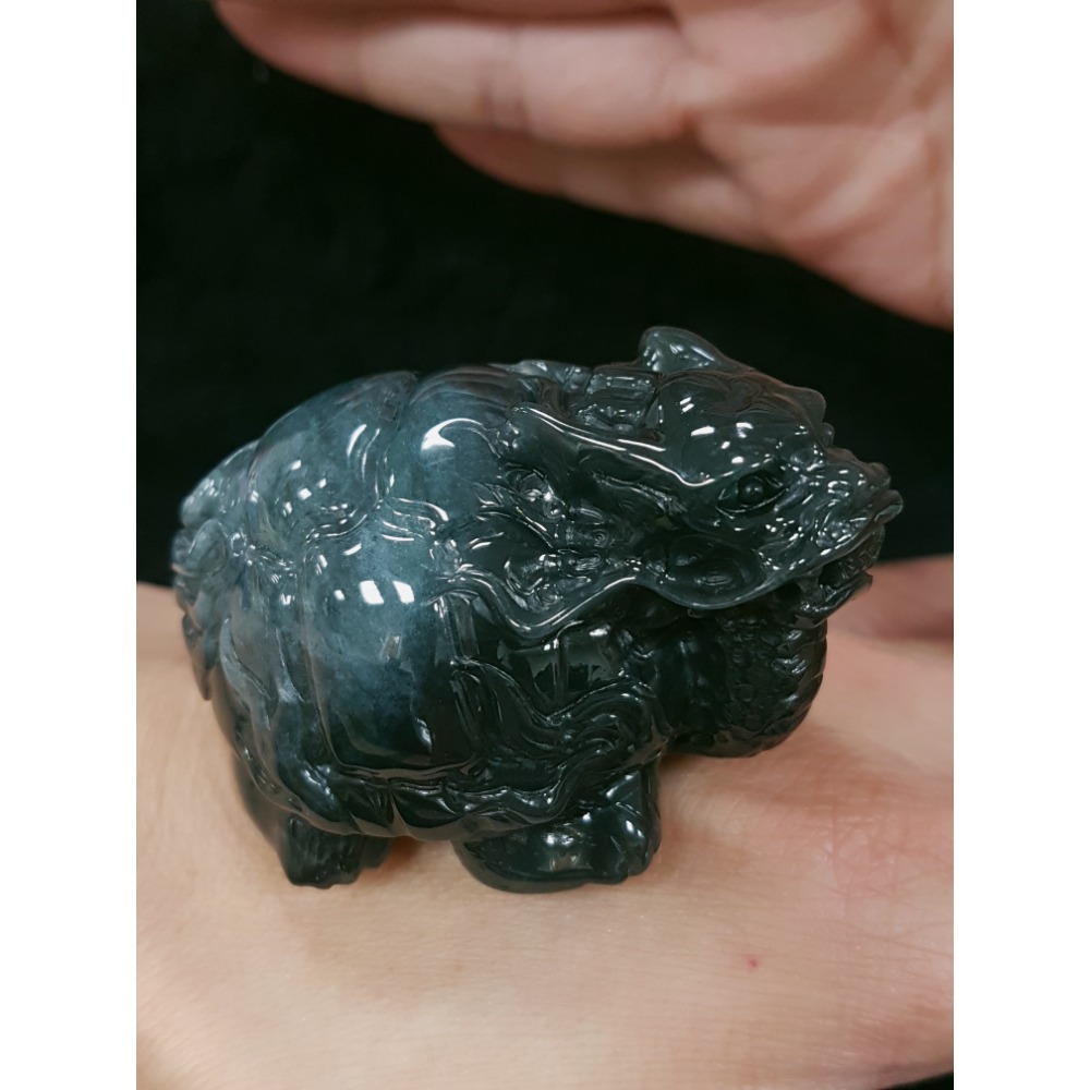 天然緬甸玉A貨翡翠招財鎮宅 龍龜 長壽龜 衣錦榮歸 神獸擺件掛件-細節圖3