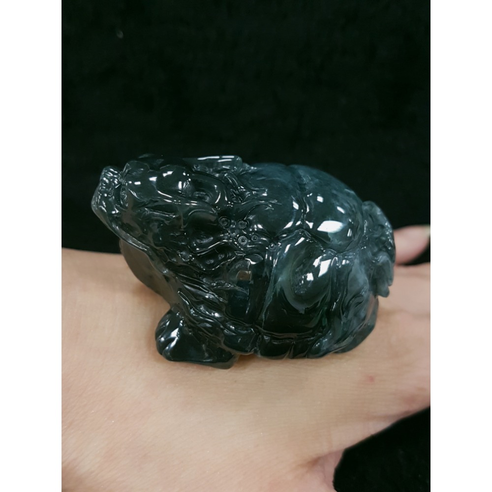 天然緬甸玉A貨翡翠招財鎮宅 龍龜 長壽龜 衣錦榮歸 神獸擺件掛件-細節圖4