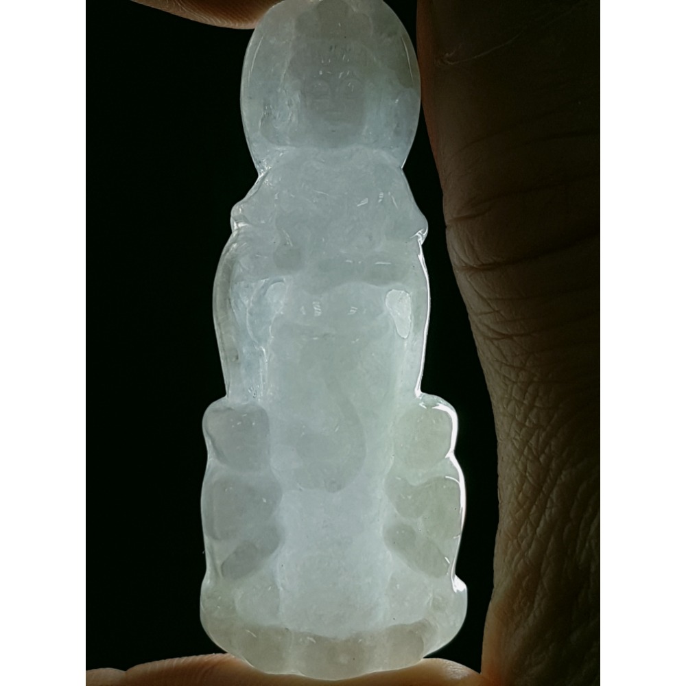 天然緬甸玉A貨翡翠  送子觀音 站姿觀音 觀世音 項墜 玉墜-細節圖5