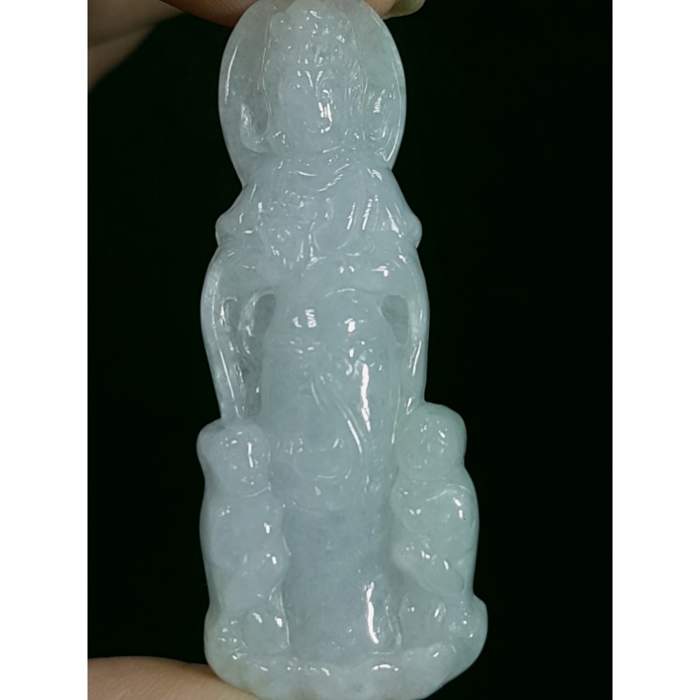 天然緬甸玉A貨翡翠  送子觀音 站姿觀音 觀世音 項墜 玉墜-細節圖6