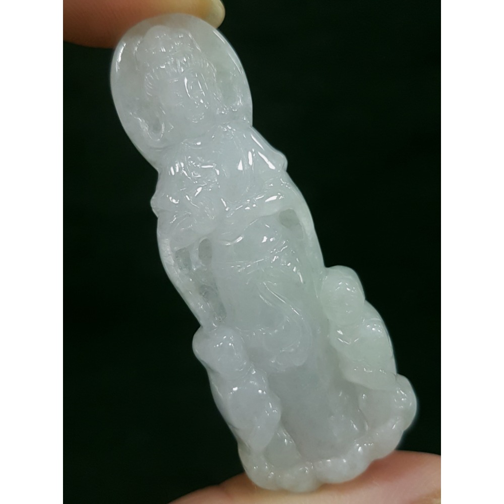 天然緬甸玉A貨翡翠  送子觀音 站姿觀音 觀世音 項墜 玉墜-細節圖10