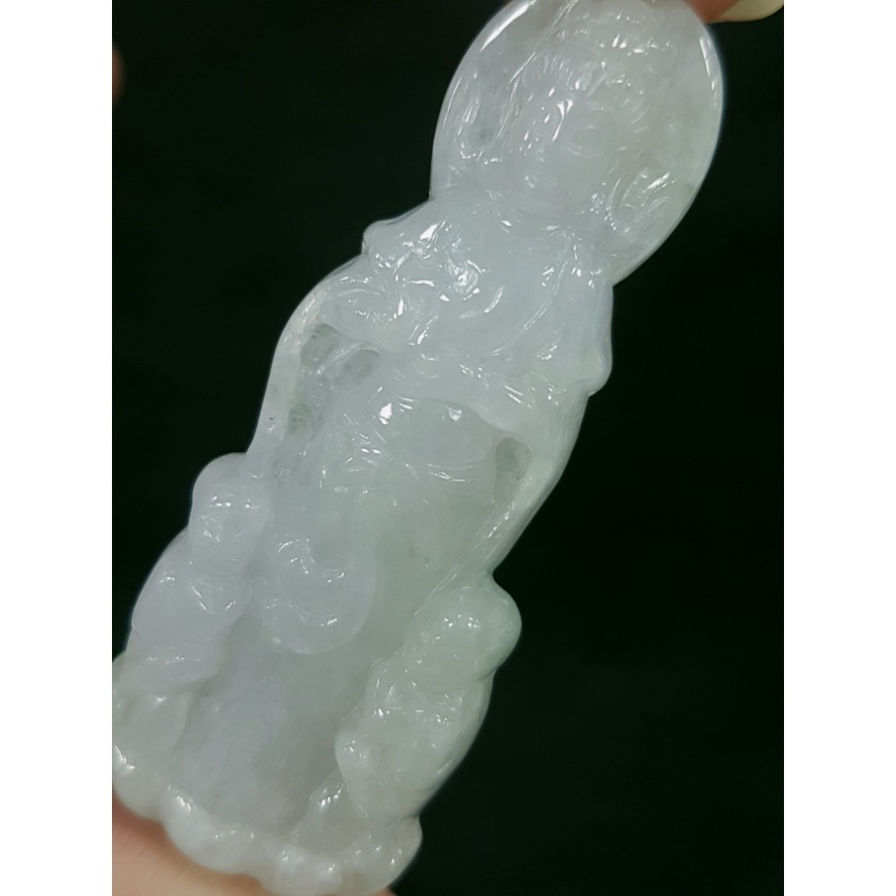 天然緬甸玉A貨翡翠  送子觀音 站姿觀音 觀世音 項墜 玉墜-細節圖11