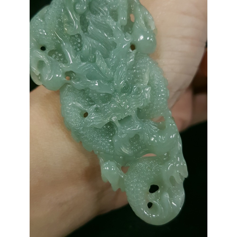 天然緬甸玉A貨翡翠 龍牌 正面龍  四爪龍  掛件吊飾-細節圖3