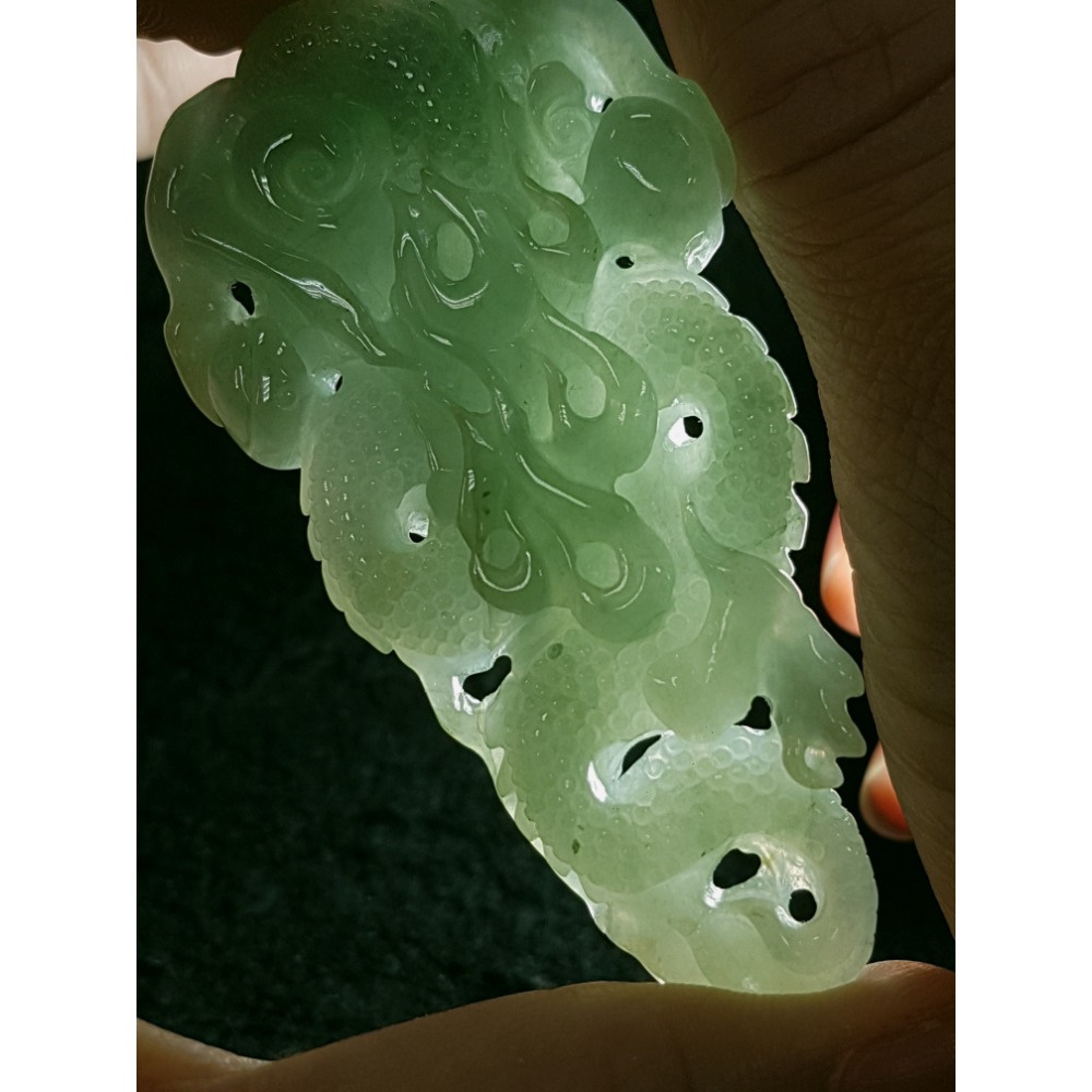 天然緬甸玉A貨翡翠 龍牌 正面龍  四爪龍  掛件吊飾-細節圖4