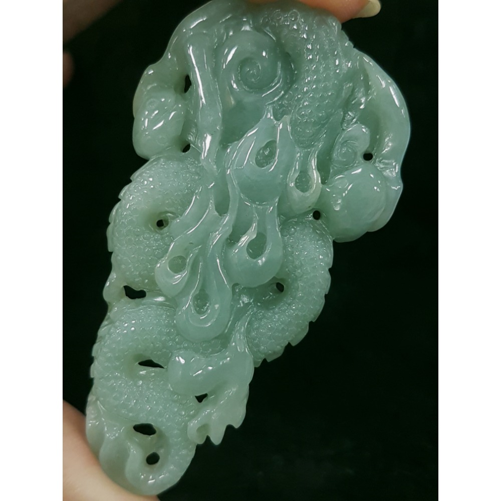 天然緬甸玉A貨翡翠 龍牌 正面龍  四爪龍  掛件吊飾-細節圖8