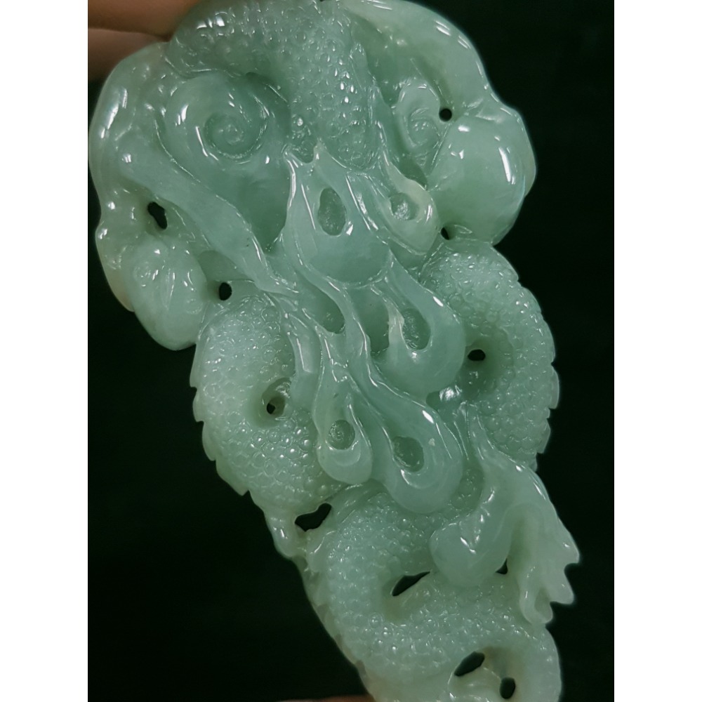 天然緬甸玉A貨翡翠 龍牌 正面龍  四爪龍  掛件吊飾-細節圖9