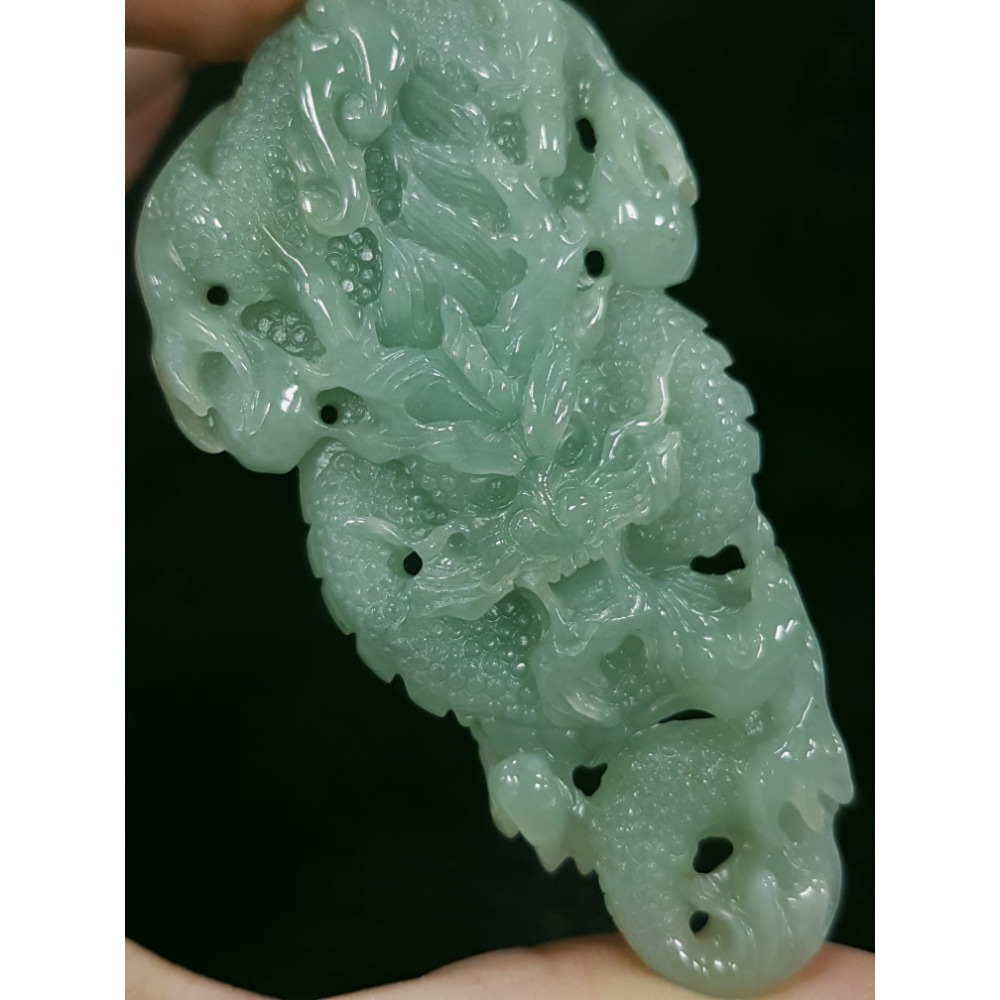 天然緬甸玉A貨翡翠 龍牌 正面龍  四爪龍  掛件吊飾-細節圖10